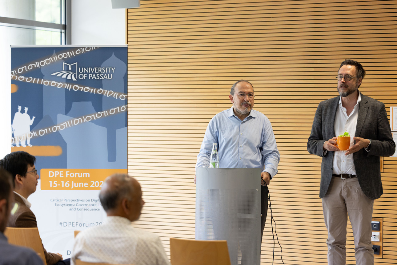 DPE Forum 2026: Professor Andreas K&ouml;nig thanking Dr Tawfik Jelassi, Assistant Director-General for Communication and Information at UNESCO