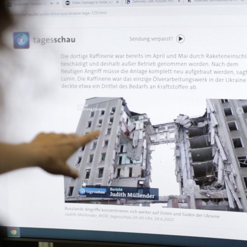 The hole in the building of the regional administration in the city of Mykolaiv is symbolic of the heavy fighting currently taking place at the front lines in the south of the country.