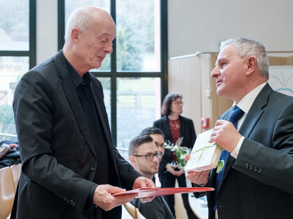 Professor Hans Joachim Schellnhuber with FORWISS-Managing Director Dr. Erich Fuchs 