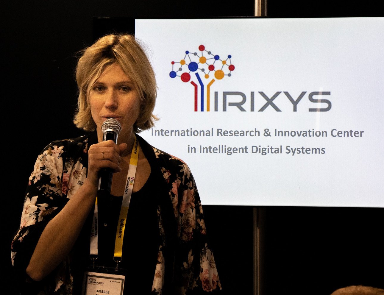 Axelle Cheney, who coordinates international projects in Kosch&rsquo;s chair, at this year&rsquo;s VivaTech conference in Paris.