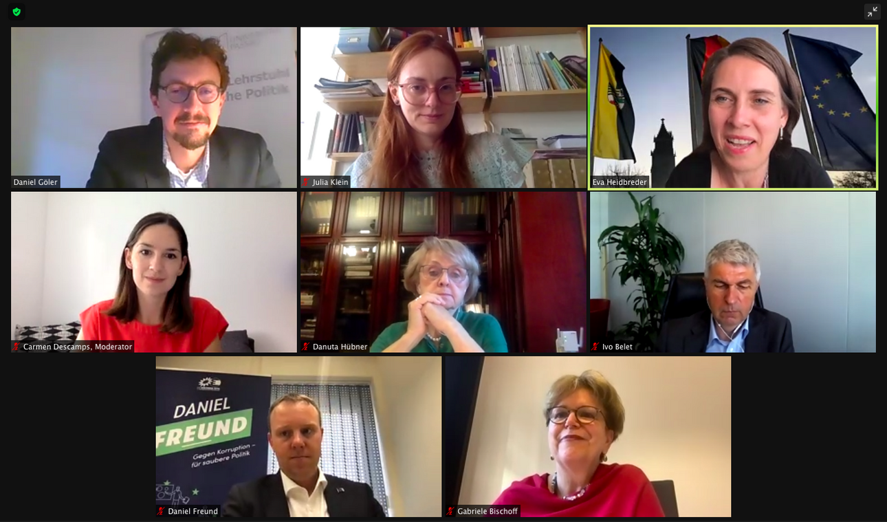 Screenshot der Panelists der Diskussionsveranstaltung zur Konferenz zur Zukunft Europas