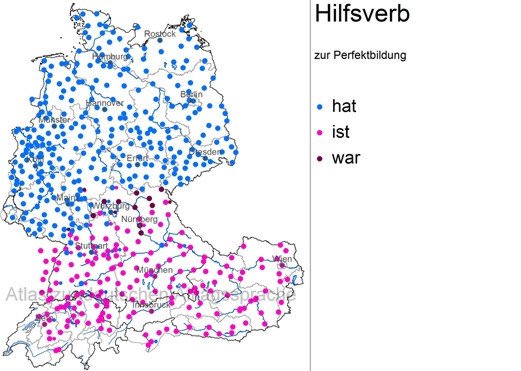 Hilfsverb beim Perfekt von &bdquo;stehen&ldquo;: Das hat/ist/war in der Zeitung gestanden; aus: www.atlas-alltagssprache.de