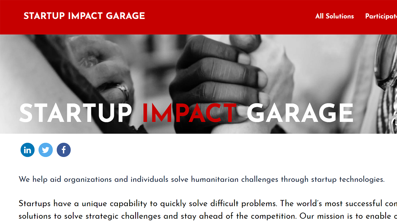 Screenshot der Webseite "Startup Impact Garage"